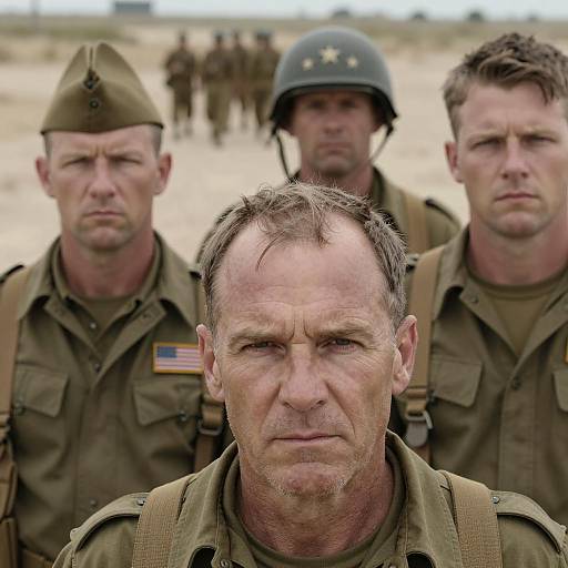 Four Soldiers in a Wartime Scene