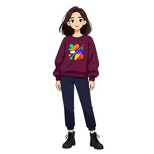 Smiling Woman in Casual Streetwear