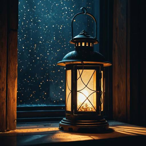 Warm Lantern Glow in Rustic Setting Warm Lantern Glow in Rustic Setting