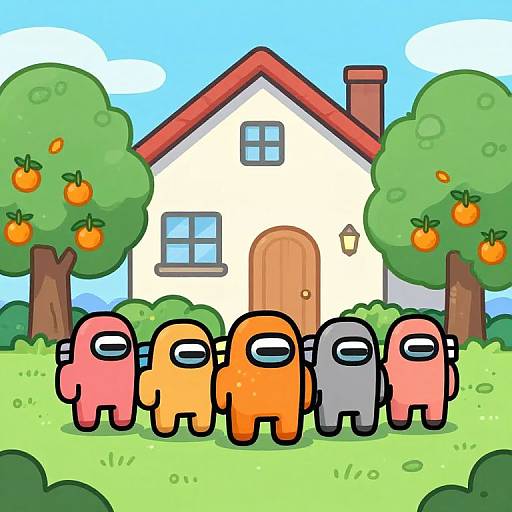 Among Us Style Kumquat Characters in Orchard