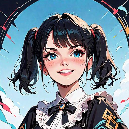 Anime Girl with Twintails and Blue Eyes