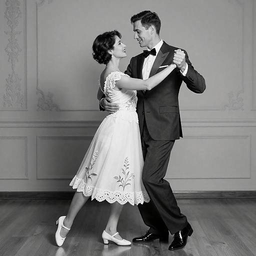 Elegant Dance: Vintage Couple in B&W