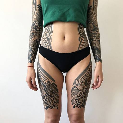 Tattooed Person in Green Crop Top