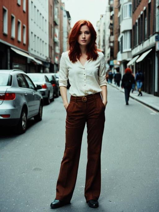 Red-Haired Woman in Brown Pants