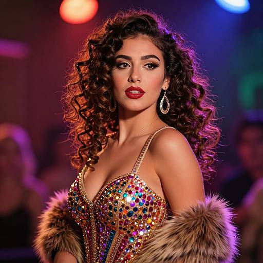 Spanish Woman in Sparkling Cabaret Dress