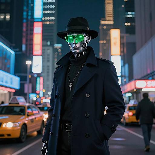 Futuristic Android Detective in Neon City