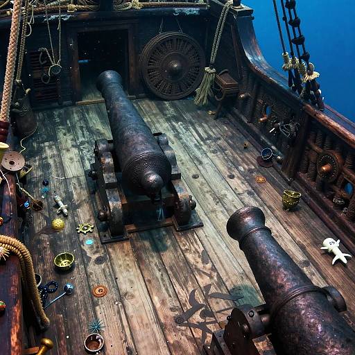 Underwater Pirate Ship Deck Scene
