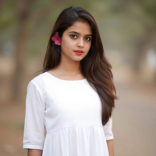 Navratri White Dress Girl Portrait