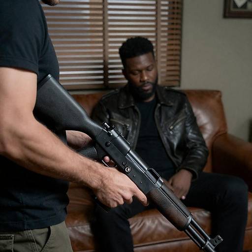 Intense Duel in Dimly Lit Room