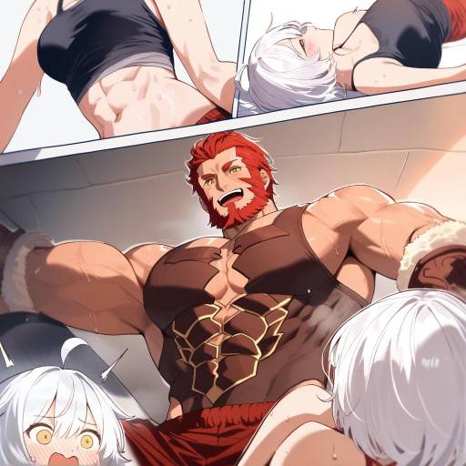 Muscular Anime Characters Sweating After Workout