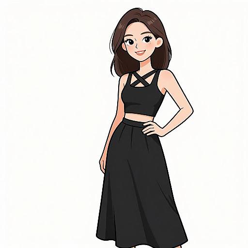 Smiling Woman in Modern Black Outfit