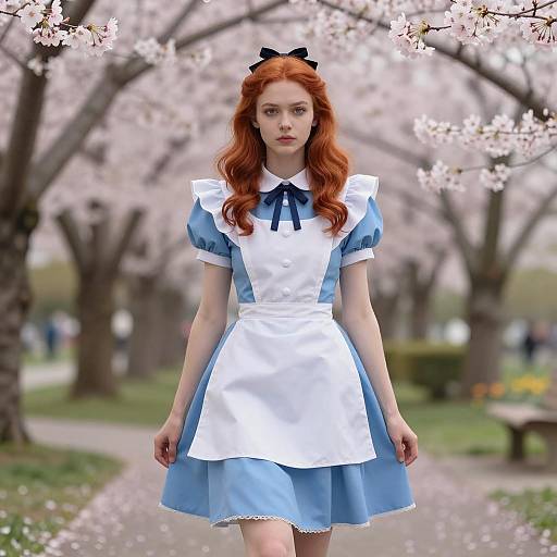 Anime Alice in Wonderland in Cherry Blossoms