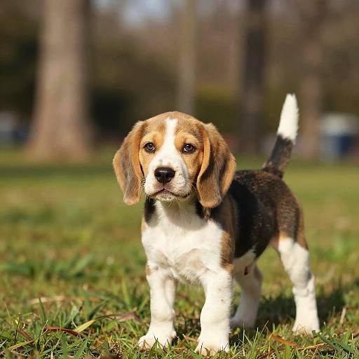 Playful Tricolor Beagle in Park