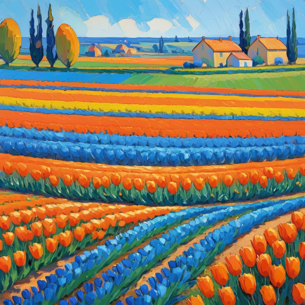 Vibrant Tulip Fields in Matisse Style