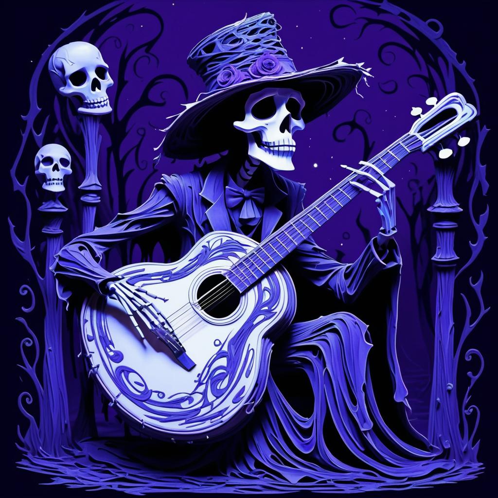 Haunting Phantom Musician in Bone Art