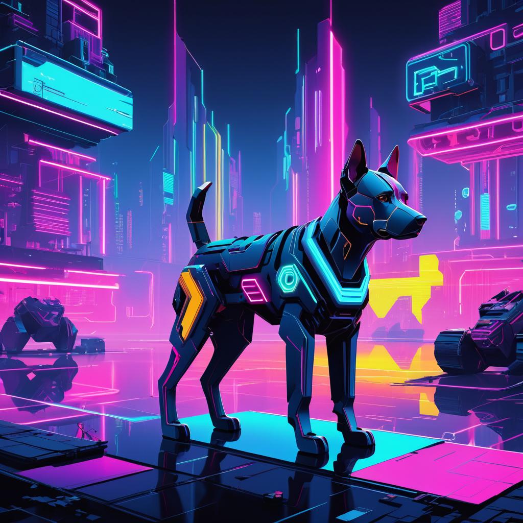 Cyberpunk Robotic Dog in Dystopia