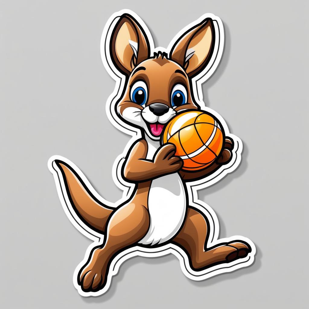 Playful Kangaroo Cartoon Sticker Design