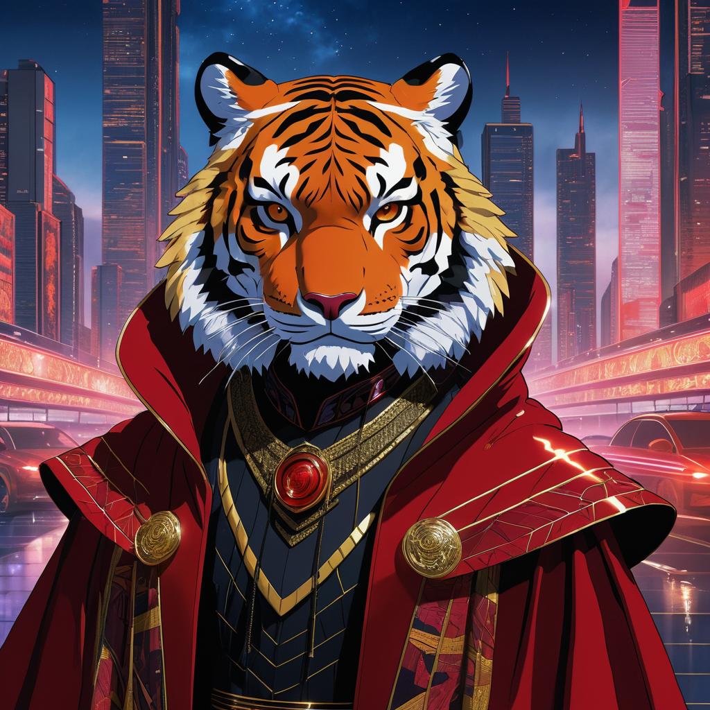 Regal Anthro Tiger in Dystopian City