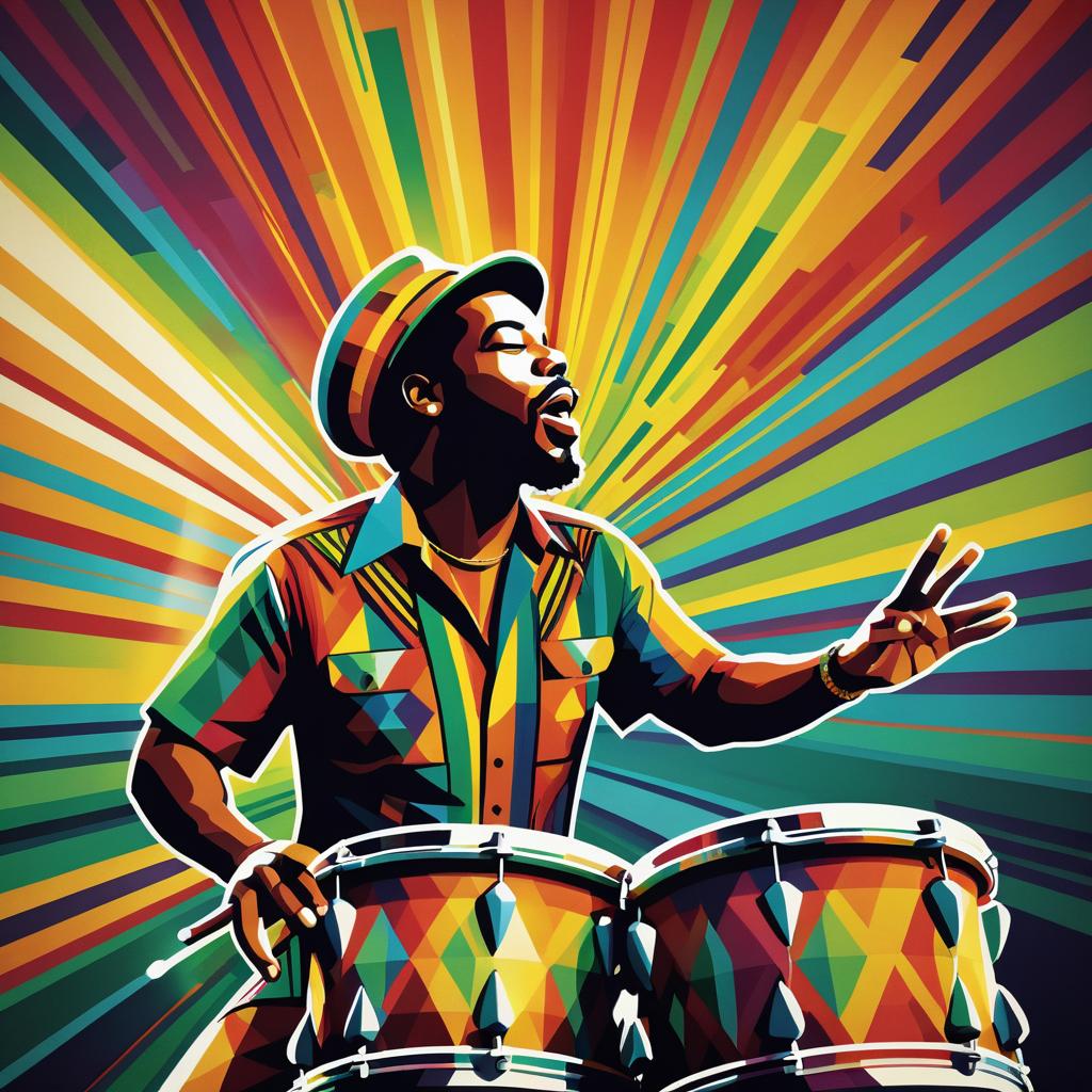 Vibrant Art Deco Reggae Musician Poster