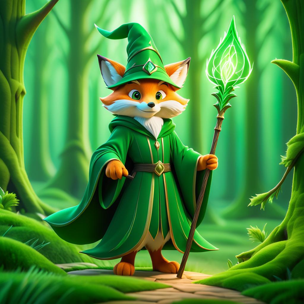 Charming Fox Wizard in Fantasy Forest