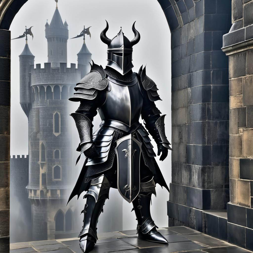 Misty Gothic Dragon in Armor Scene