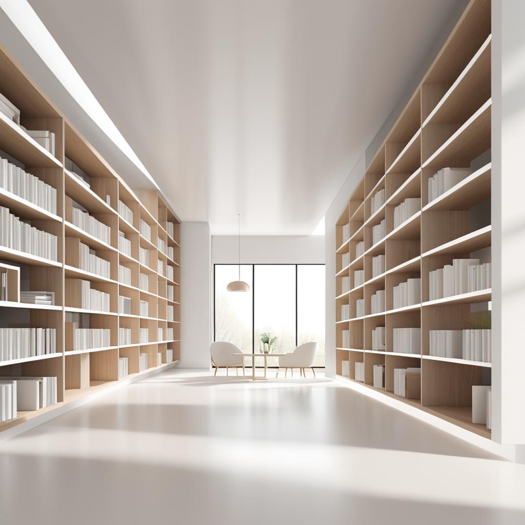 Modern Minimalist Library in 3D Render