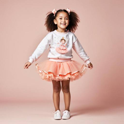 Smiling Girl in Peach Tutu Skirt
