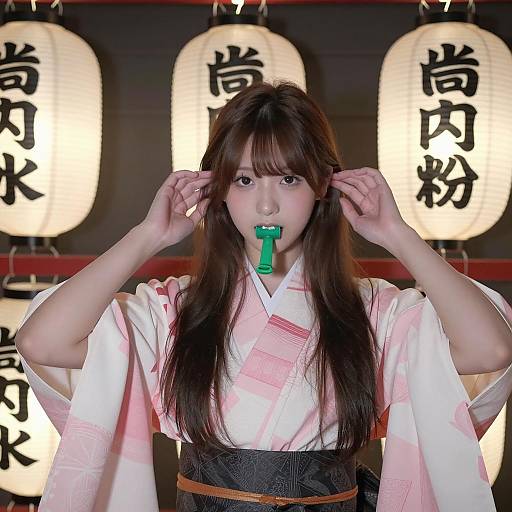 Elegant Young Woman in Kimono