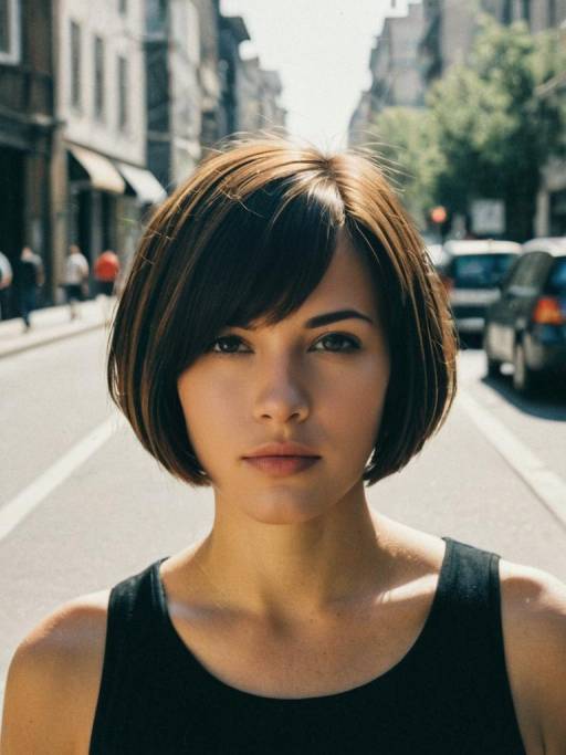 Outdoor Candid Portrait of Woman with Bob