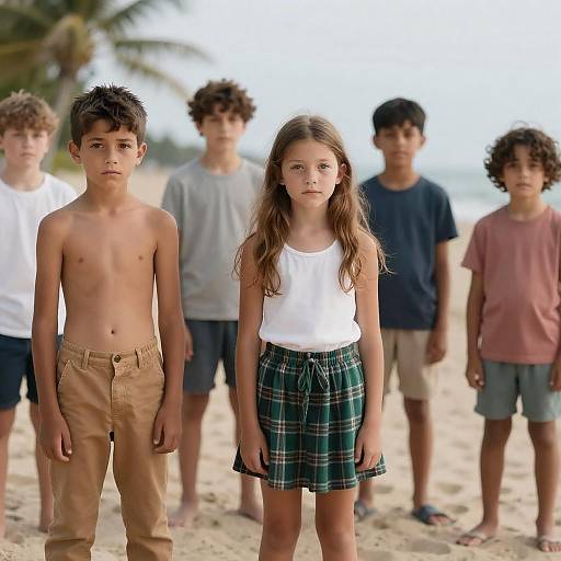Children Enjoying a Beach Day Together