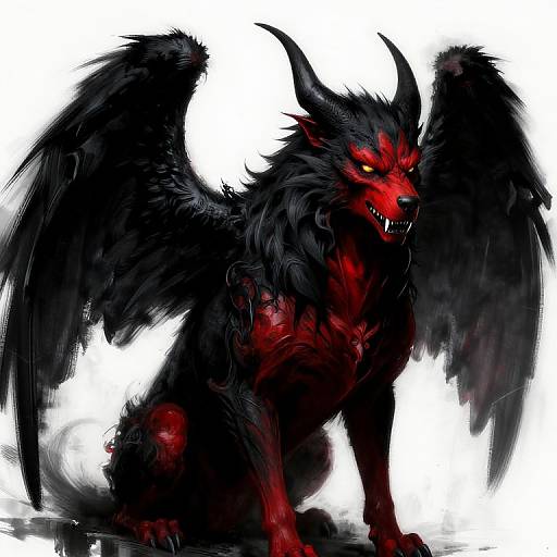 Sinister Winged Dog Demon Art