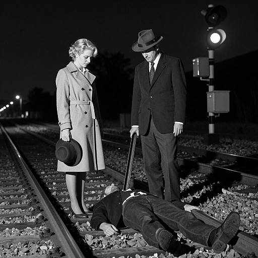 Mysterious Nighttime Railway Scene