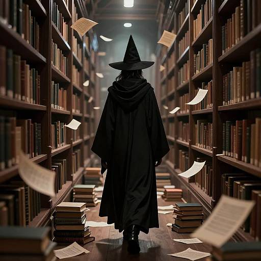 Sorcerer Librarian in Mystical Library