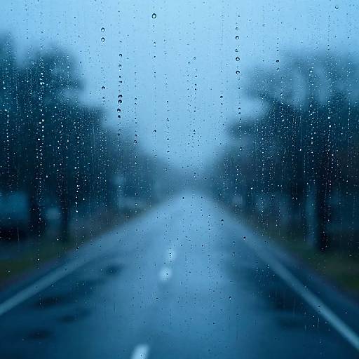 Cyberpunk Electric-Blue Raindrop Scene