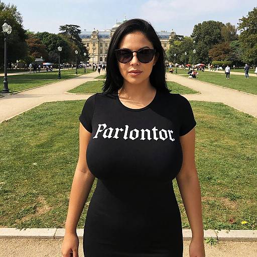 Stocky Woman in Scenic Park