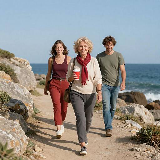 Joyful Coastal Walk with Friends