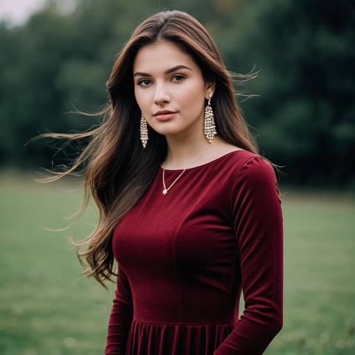 Woman in Maroon Dress Outdoors