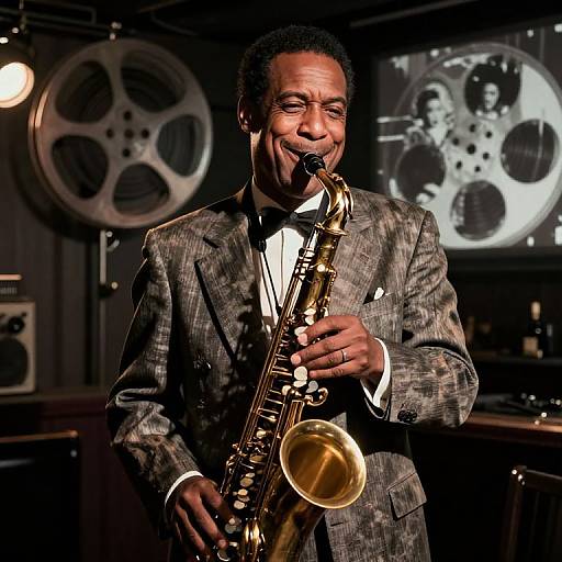 Jazz Musician in Vintage Double Exposure