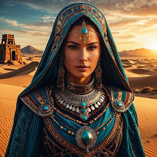 Desert Nomad Queen in Ornate Outfit