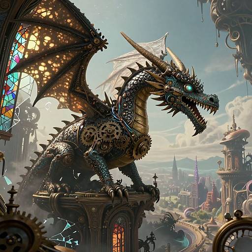 Steampunk Clockwork Dragon Portrait