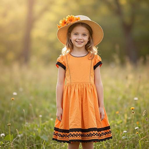 Joyful Girl in Sunlit Meadow