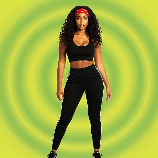 Elegant Afro-Latina in Vibrant Tracksuit