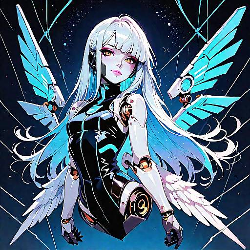 Futuristic Robot Girl with Cosmic Elements