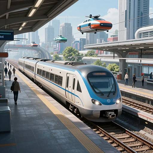 Futuristic Suminagashi Train at Sci-Fi Station