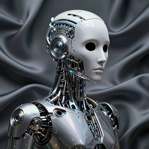 NoFace Robot Silhouette in Satin