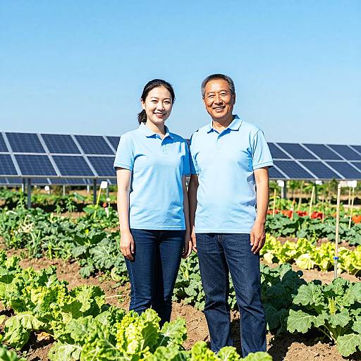 Cheerful Couple in Sustainable Garden