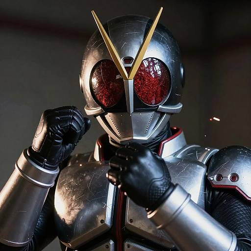 Futuristic Kamen Rider Close-Up Pose