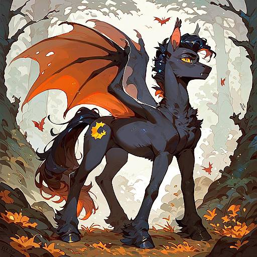 Dark Grey Bat Pony Stallion Night