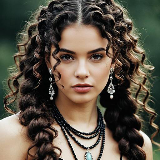 Curly Knotless Braids with Jewelry Focus