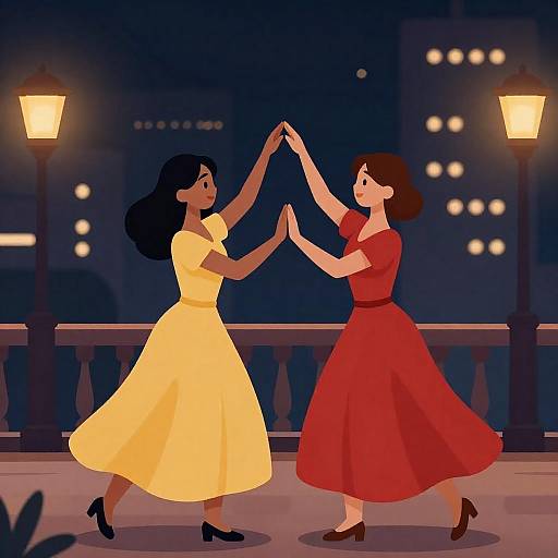 Nighttime Dance in City Lights